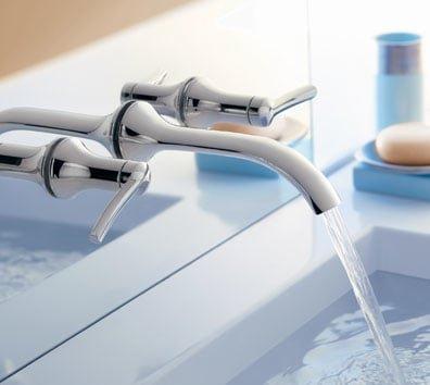 Wall mount lavatory faucet