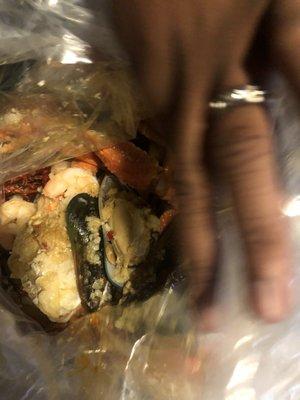 1/16/21 My brother seafood bag.. he ordered the combo that came with snow crabs, mussels, crawfish, potatoes ( they had no corn to serve)