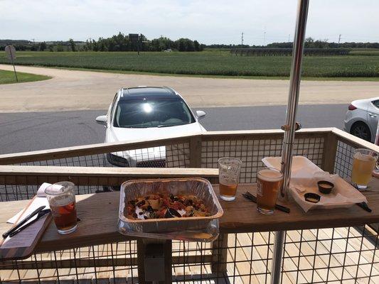 Some brisket nachos and fantastic beers. Bonus points for incredible farmland views.