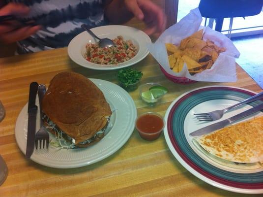 Ceviche, Barbacoa tortas, beef quesadilla. Can't beat it!