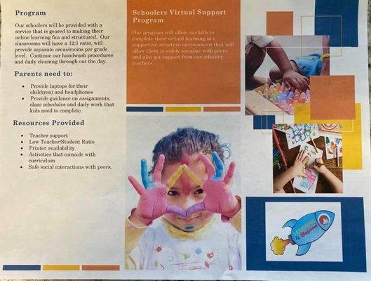 Virtual learning support for schoolers.