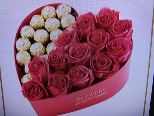 SMALL HEART SHAPED ROSES WITH CHOCOLATES $85.00