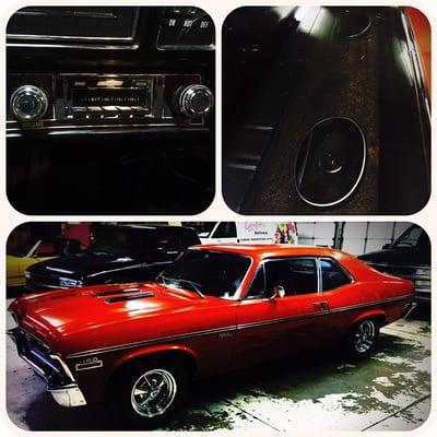 1972 Chevrolet Nova with Retro Style radio and upgraded speakers.