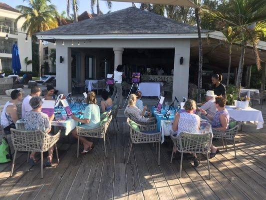 Sip and paint at Zoetry Montego Bay.