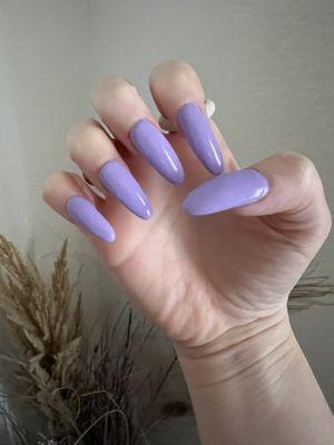 Lavender set acrylics - Almond shape. Thank again, Helen!!