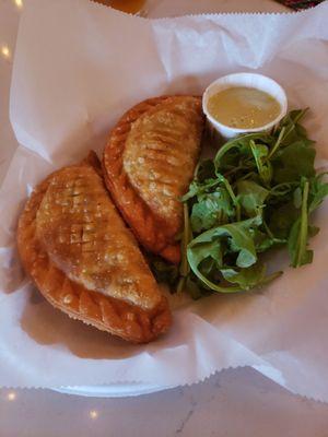 Beef Empanadas with cilantro mayo and arugula