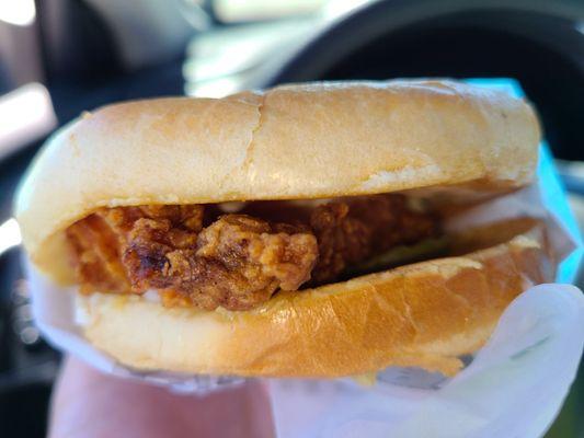 Puny little sandwich, but the Best Chicken Sandwich out of all fast food chicken sandwiches including fast food chicken places..