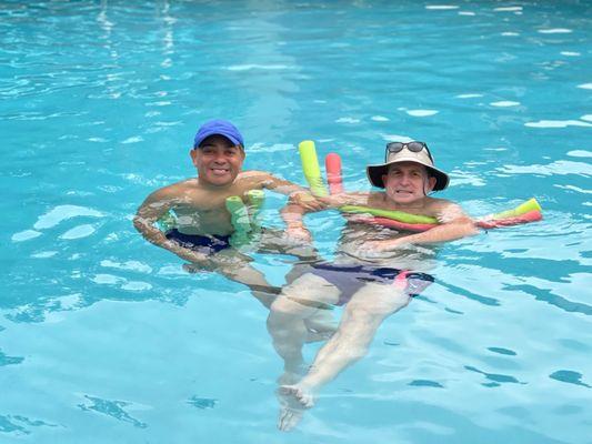 Greg and William in a pool in  Fort Lauderdale recently