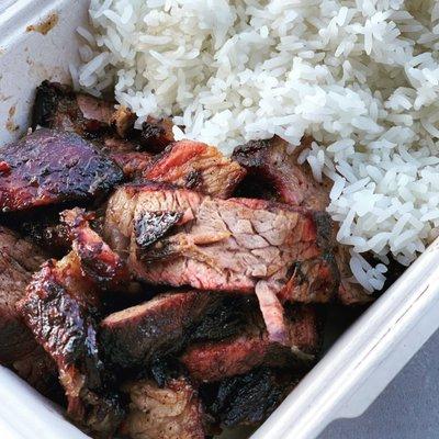 #7 Tri-tip rice plate: yummy, comforting and smokey.