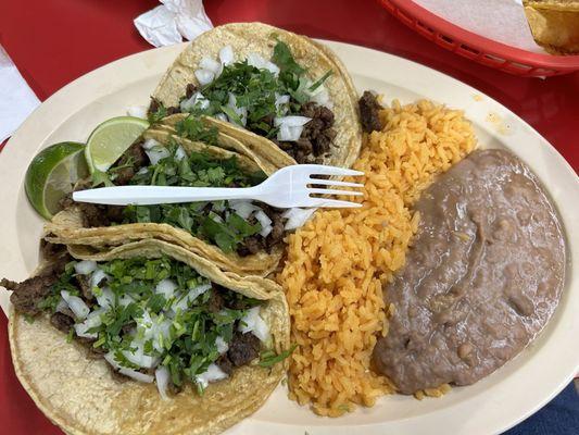 Steak taco dinner