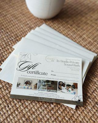 Gift certificates all ready!