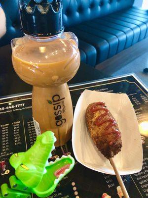 Korean corn dog and Thai milk tea