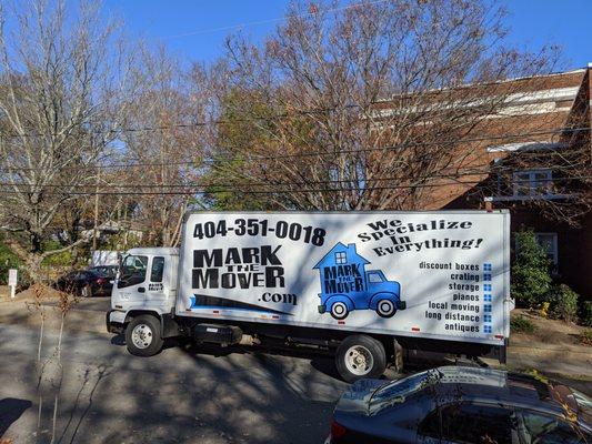 Mark the Mover truck parked in front of my house in Midtown Atlanta