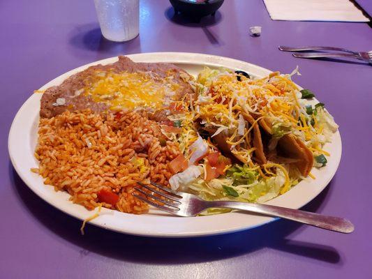 Two shredded beef tacos combo