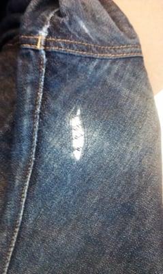 The fraying hole in my jeans AFTER the repair job.