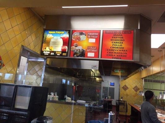 Taqueria inside the store, food is great but they're not wearing gloves when prepping the food, all barehands