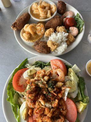 Seafood salad and shrimp entree