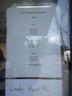 Sorry about the reflection of Len's Menu -