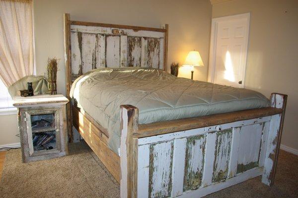 Old doors can be used to create head and footboards.