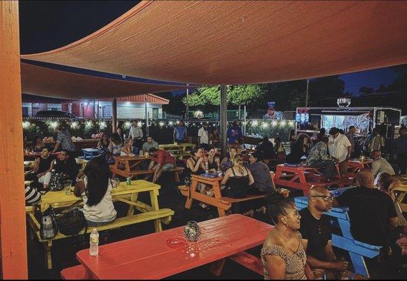 - The Blues Pit BBQ is located in the back patio at LUNA live music venue. This requires guests to walk through the club to get to us.