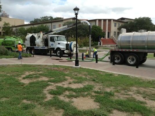 Cleaning of a holding tank 40 ft in the ground