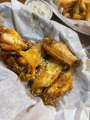 Garlic parm with lemon pepper traditional wings.