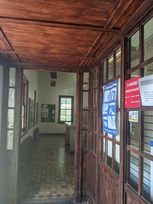 Original wood paneling in post office entrance