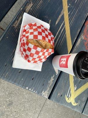 Sweet Irene breakfast Sammie and latte.