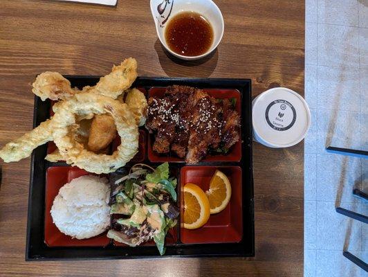 Pork and tempura bento box