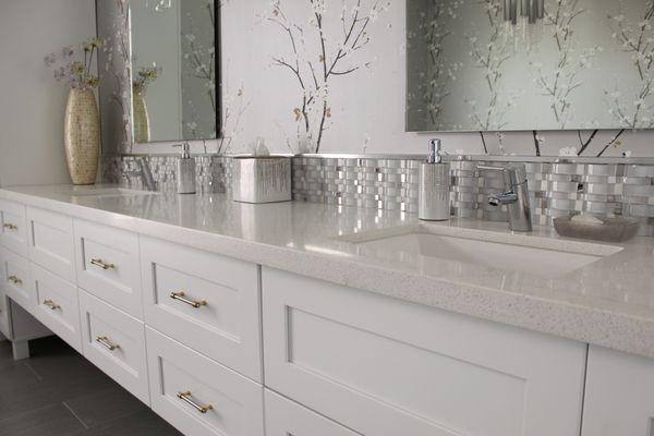 Aleutian White Quartz vanity