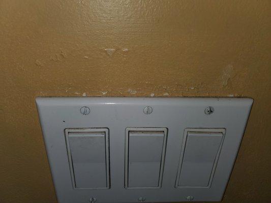 Sheet rock that was painted and not treated to be water resistant.