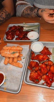 BBQ wings, Cherry Chipotle Glazed Wings, Mozzarella Sticks