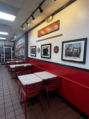 Indoor seating along wall