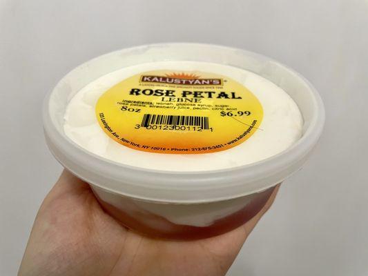 Rose petal 8 oz. Kalustyan's Lebne (Mid-Eastern Style Heavy Yogurt)