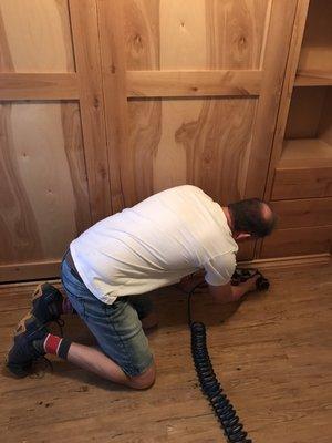 Me inside a customer's house. doing a Wallbed install