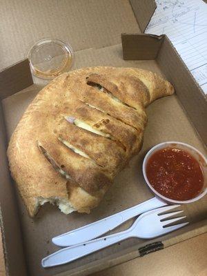 Buffalo chicken calzone