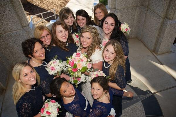 Bridesmaids w/bouquet's that compliment mine so well.