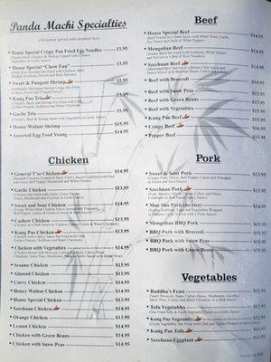 Chinese food menu (3/10/24)