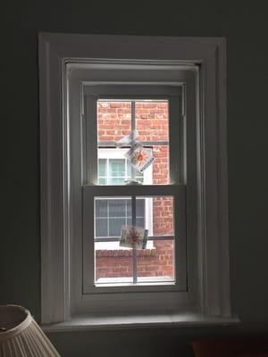 Double hung window installed in bedroom