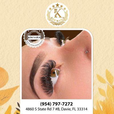 Experience the transformation as lash extensions beautifully enhance your natural lashes, crafting an alluring, glamorous look