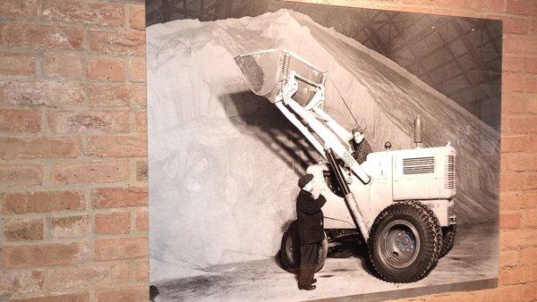 All time photo showing salt being piled up inside