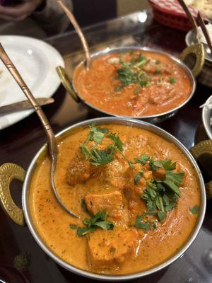 Butter chicken curry and chicken tikka Marsala