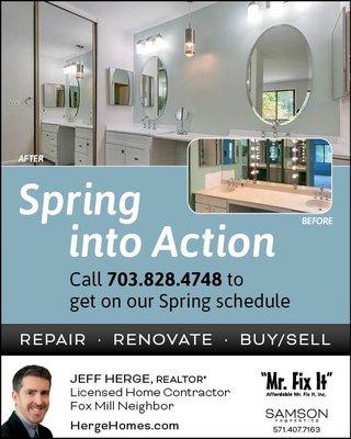 Latest ad for my businesses. Call if you need help with repairs, a renovation, or if you plan to buy or sell a home.