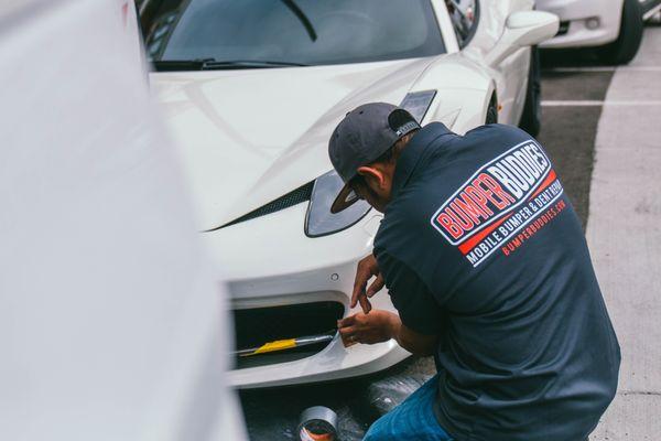 Ferrari repair work being done.