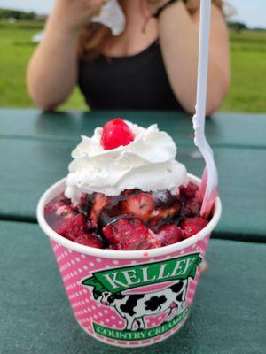 Farmer's  Wife Sundae with Boysenberry ice cream. Yum!!!!!