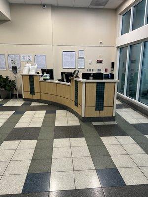 A reception desk with no receptionist.