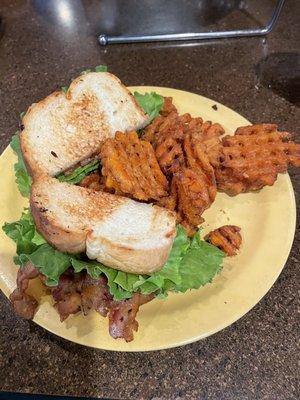 BLT with sweet potato rounds