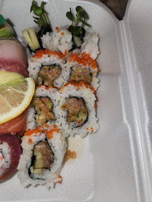 Not a color I've ever seen on a spicy tuna roll