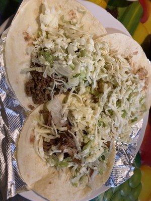 Beef, chicken, and pork taco's