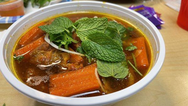 Vietnamese beef stew with noodles.